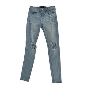 Express Distressed Mid Rise Jean Leggings Size 0 Women’s